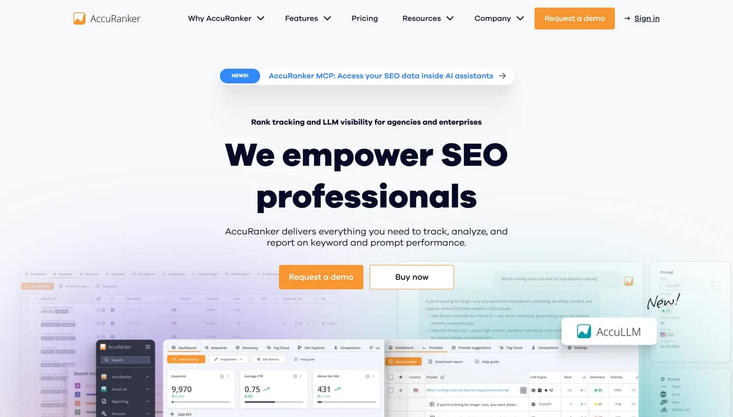 The AccuRanker homepage