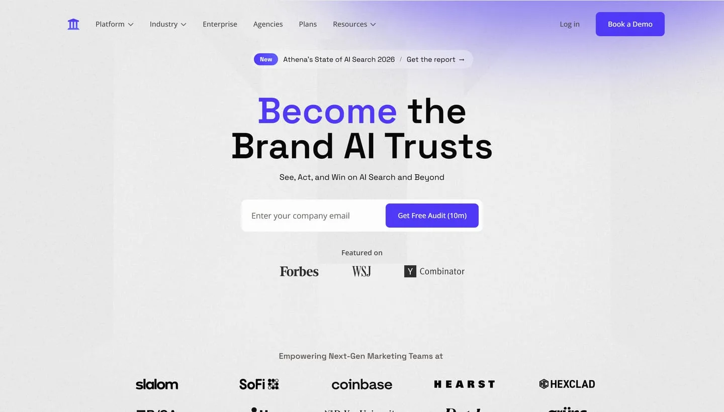 The AthenaHQ homepage