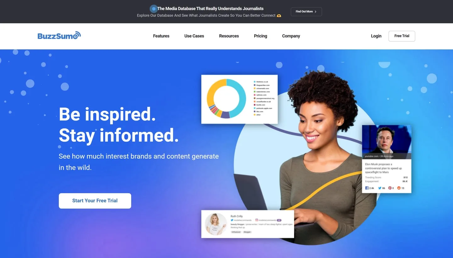 The BuzzSumo homepage