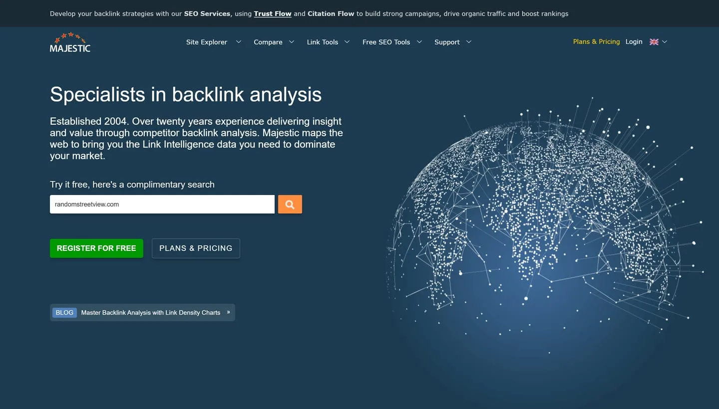 The Majestic homepage