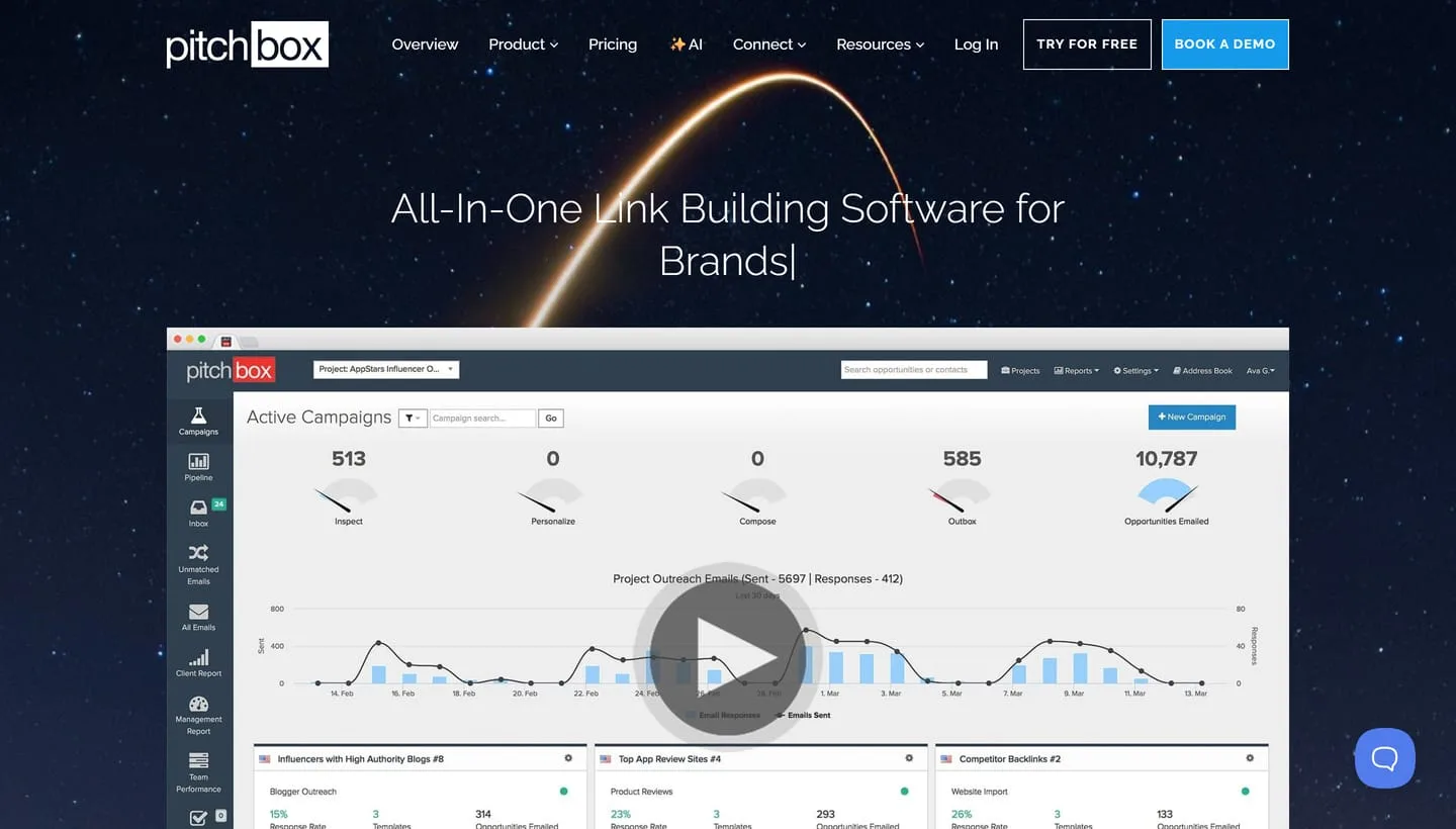 The Pitchbox homepage