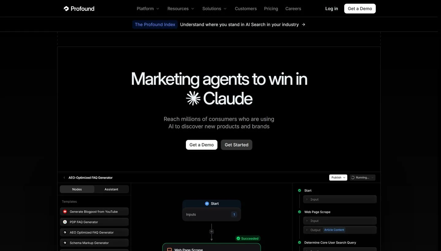 The Profound homepage