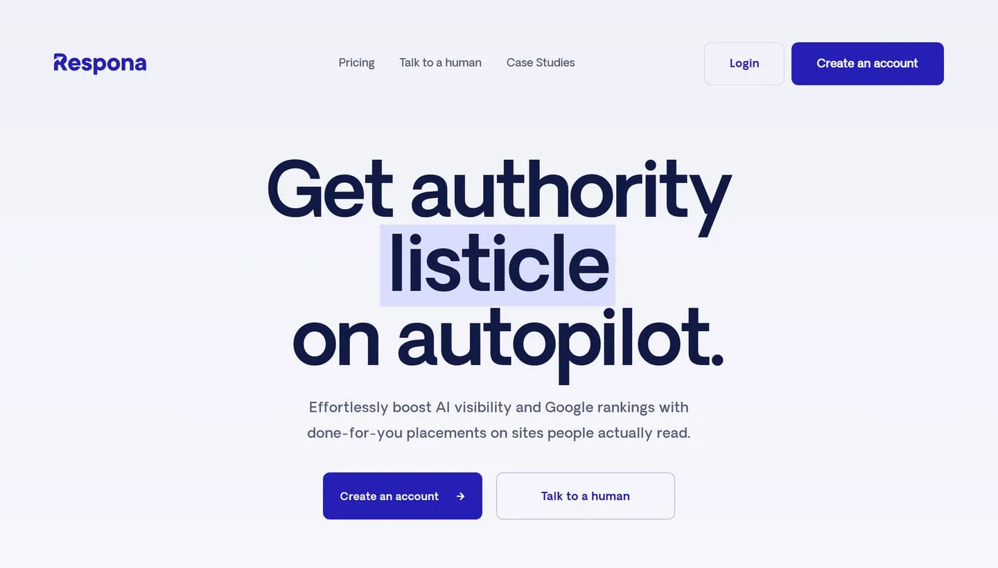 The Respona homepage