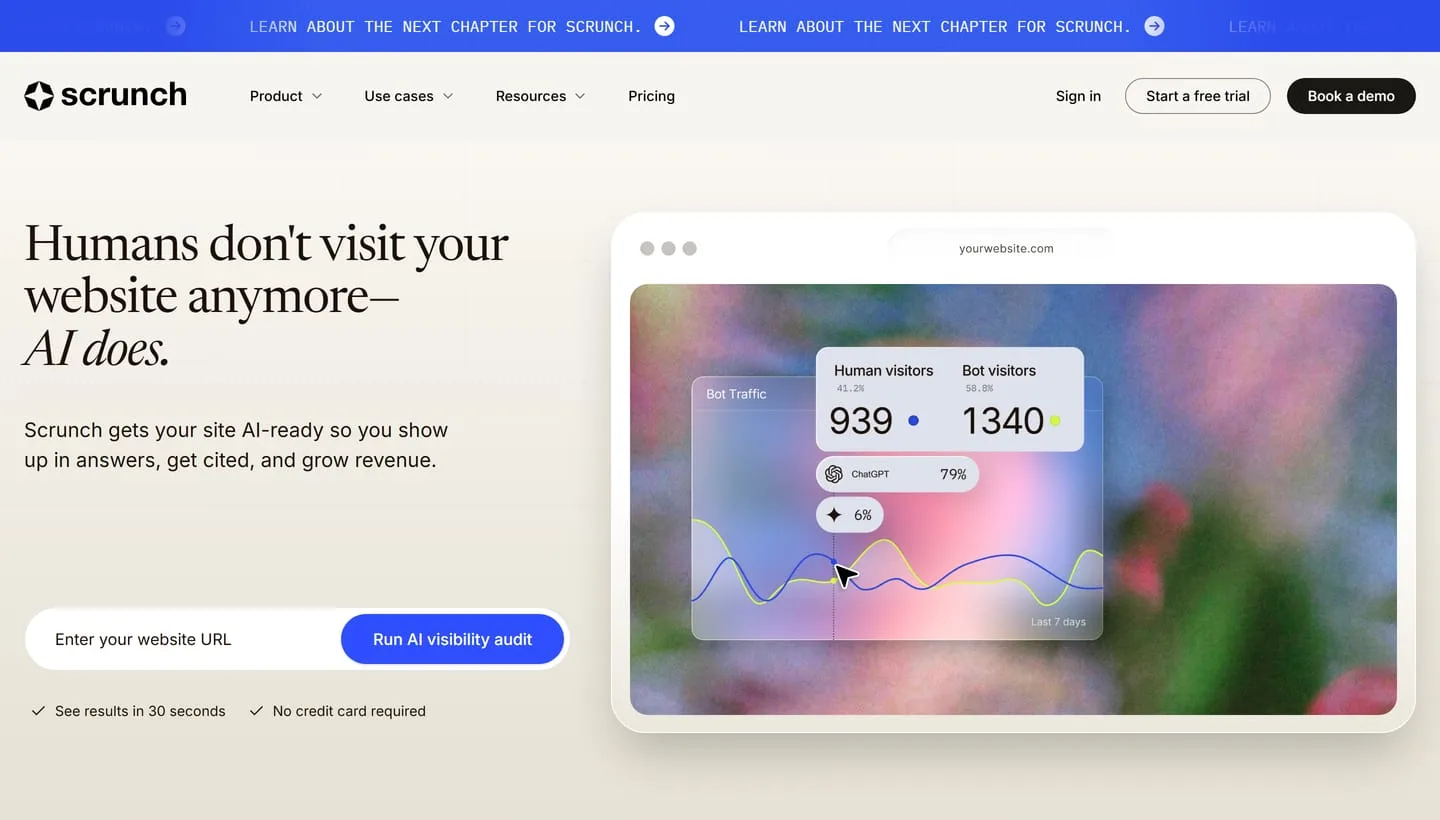 The Scrunch AI homepage