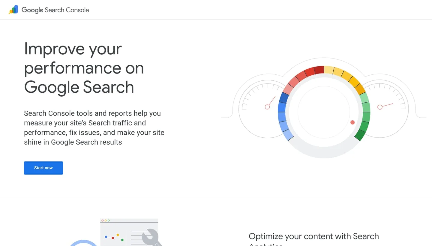 The Google Search Console product page