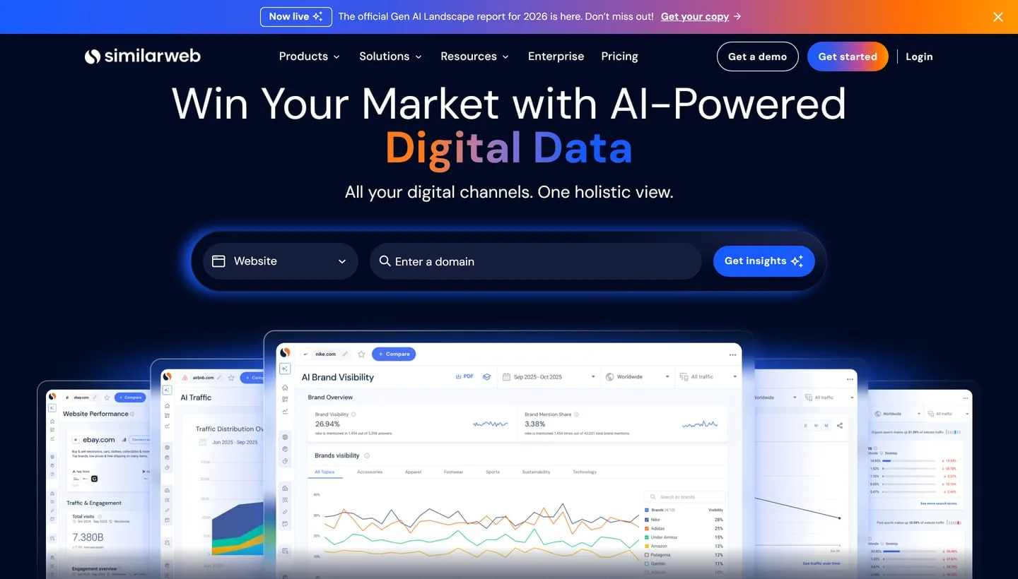 The Similarweb homepage