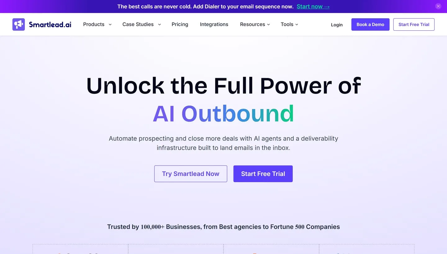 The Smartlead homepage