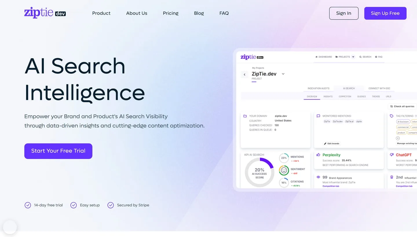 The ZipTie homepage